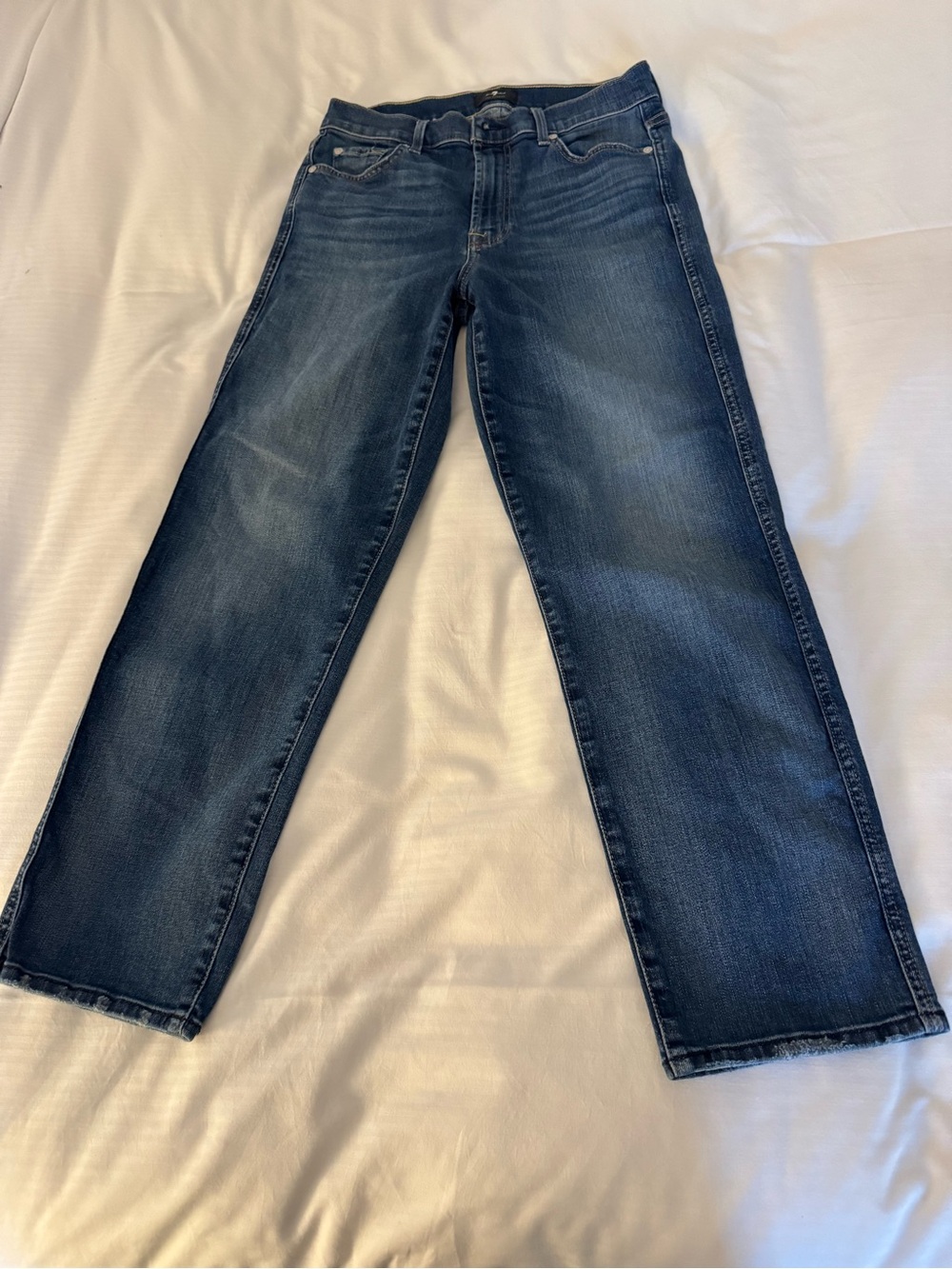 7 For All Mankind Women’s Straight Jeans - Dark Blue Wash